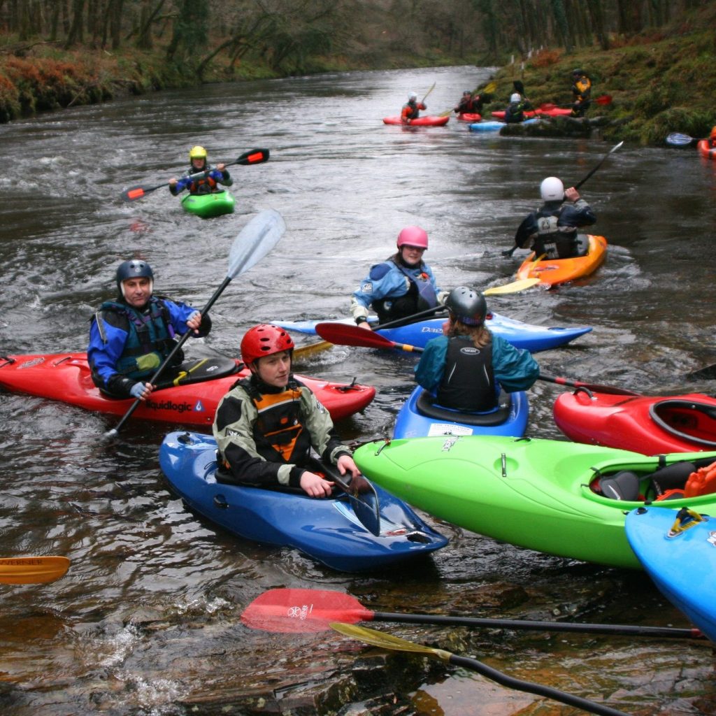 Kayakers on the river Dart